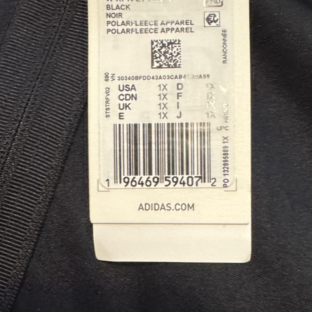 Adidas Black Polar Fleece Jacket NWT